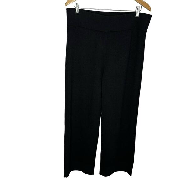 Club Monaco Black Long Wool Blend Knit Pull on Pants Stretch Casual Wardrobe XL - Picture 2 of 12
